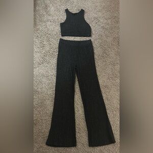 Rip Curl Gray Striped Crop Top and Pants Set